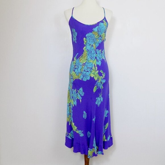 vintage betsey johnson dress floral rose print slip dress open back sexy summer - Picture 1 of 11
